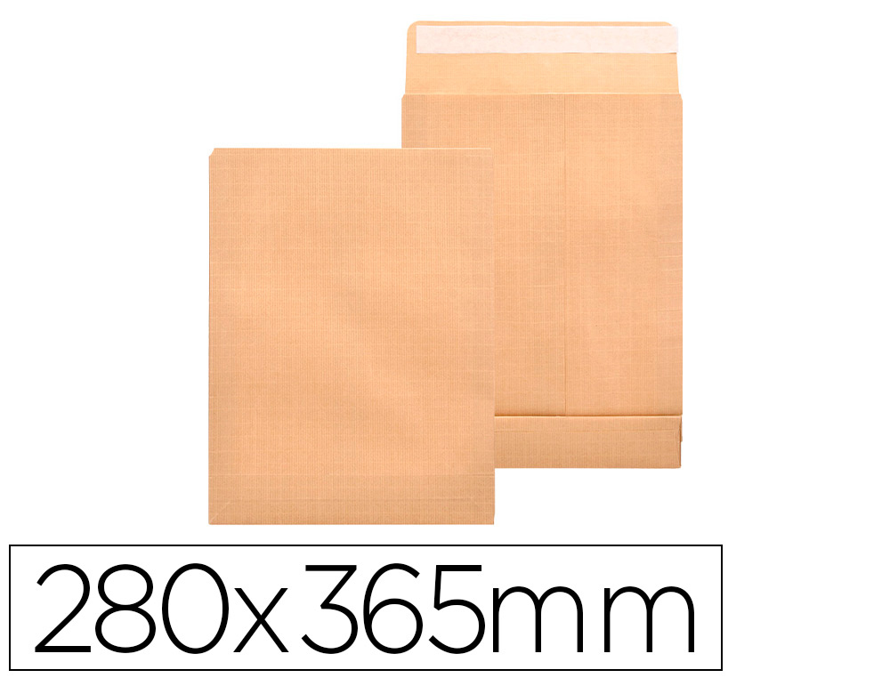 ENVELOPE LIDERPAPEL BOLSA FOLIO ESPECIAL CASTANHO 280X365X50 MM FOLE TIRA DE SILICONE PACK DE 50 UNIDADES