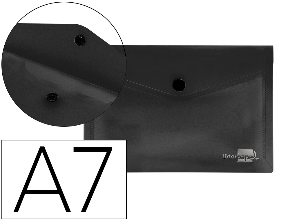 BOLSA PORTA DOCUMENTOS LIDERPAPEL COM MOLA DIN A7 PRETO OPACO