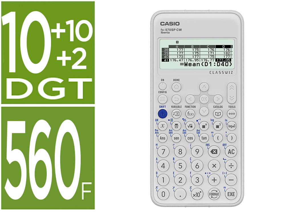 CALCULADORA CASIO FX-570SP CLASSWIZ IBERIA CIENTIFICA 560 FUNCOES 9 MEMORIAS 10+2 DIGITOS 5 IDIOMAS COM CAPA