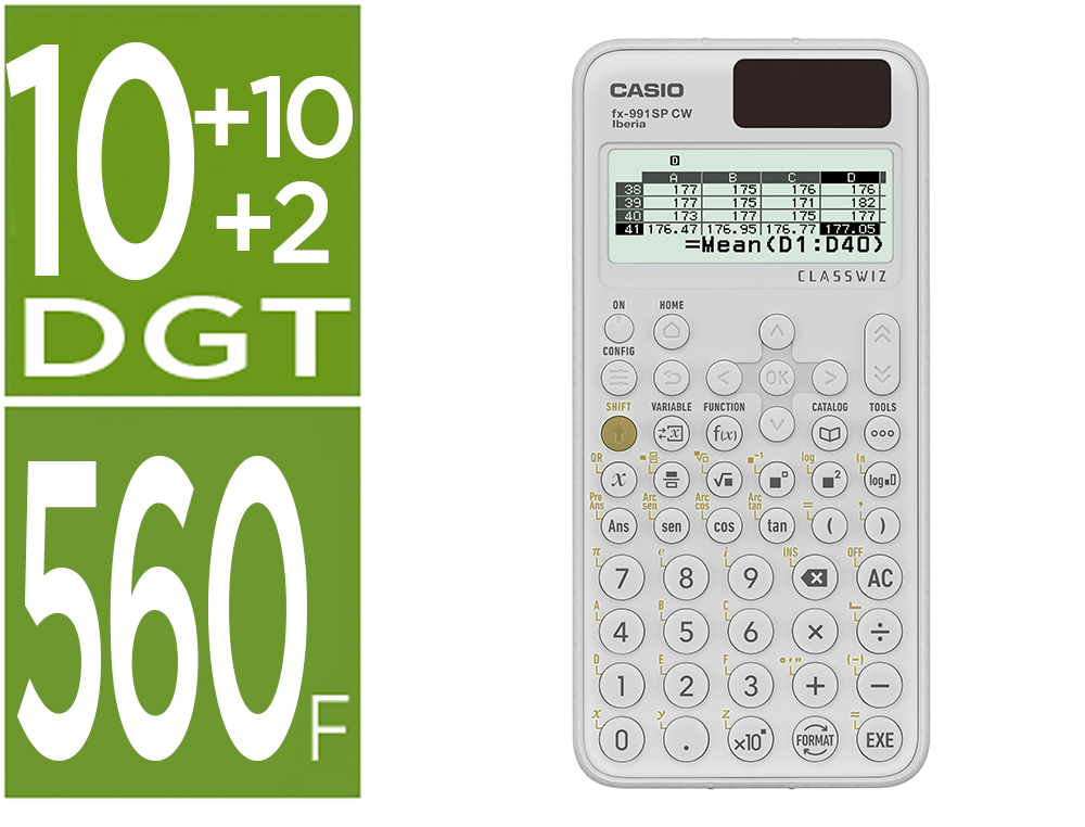 CALCULADORA CASIO FX-991SP CW IBERIA CLASSWIZ CIENTIFICA 560 FUNCIONES 9 MEMORIAS 10+2 DIGITOS 5 IDIOMAS COM CAPA