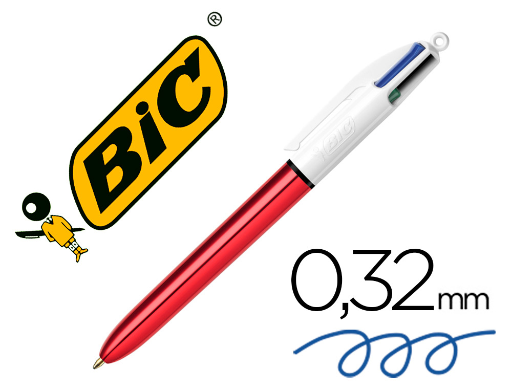 ESFEROGRAFICA BIC QUATRO CORES SHINE VERMELHO PONTA DE 1 MM