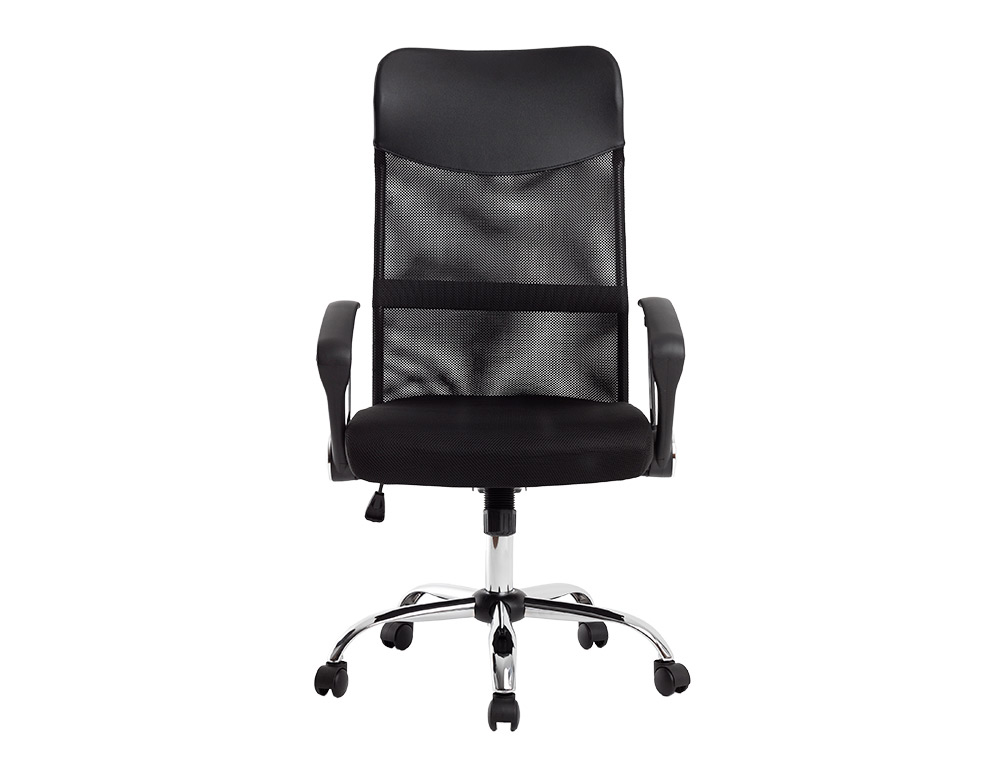 CADEIRA DE DIRECAO Q-CONNECT BASE METAL ENCOSTO ALTO REGULAVEL EM ALTURA 1110+100MM ALTURA PELE E TECIDO PRETO