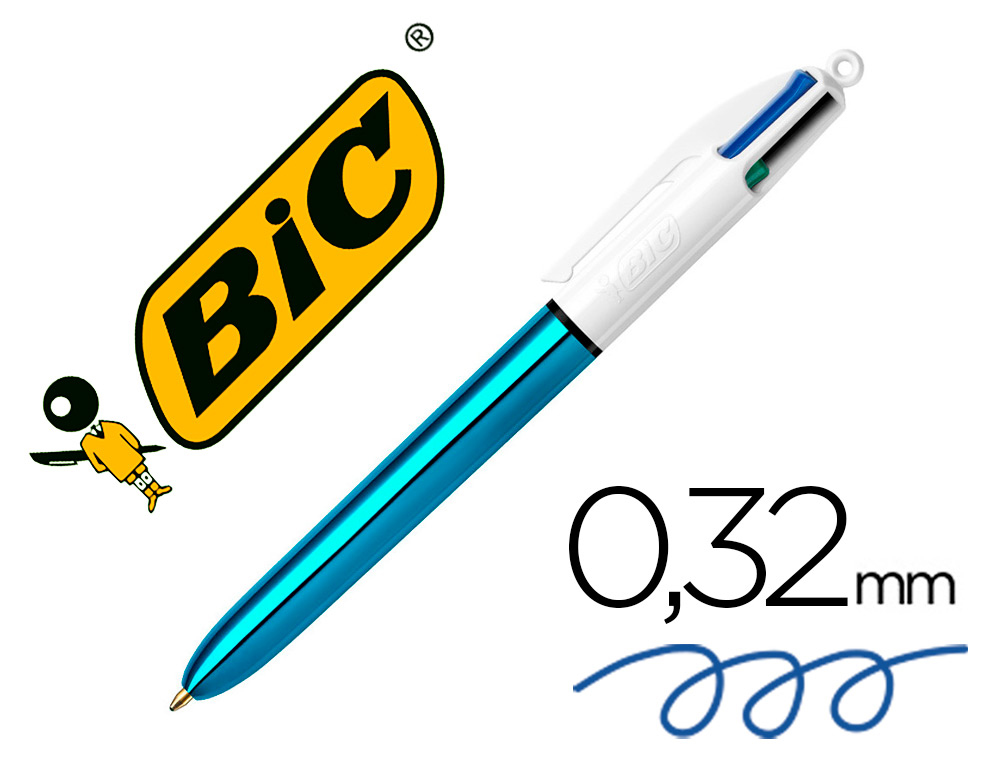 ESFEROGRAFICA BIC QUATRO CORES SHINE AZUL PONTA DE 1 MM