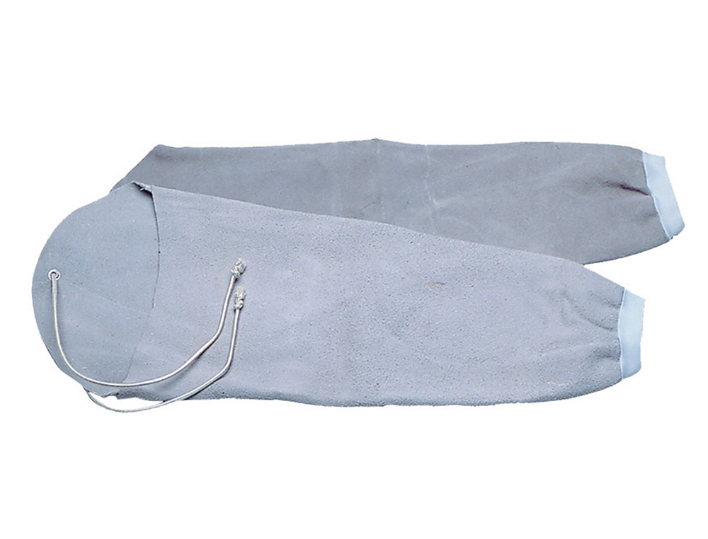MANGUITO PARA SOLDADOR FARU COURO CROMADO PUNHO ELASTICO E CORDAO SUPORTE SUPERIOR