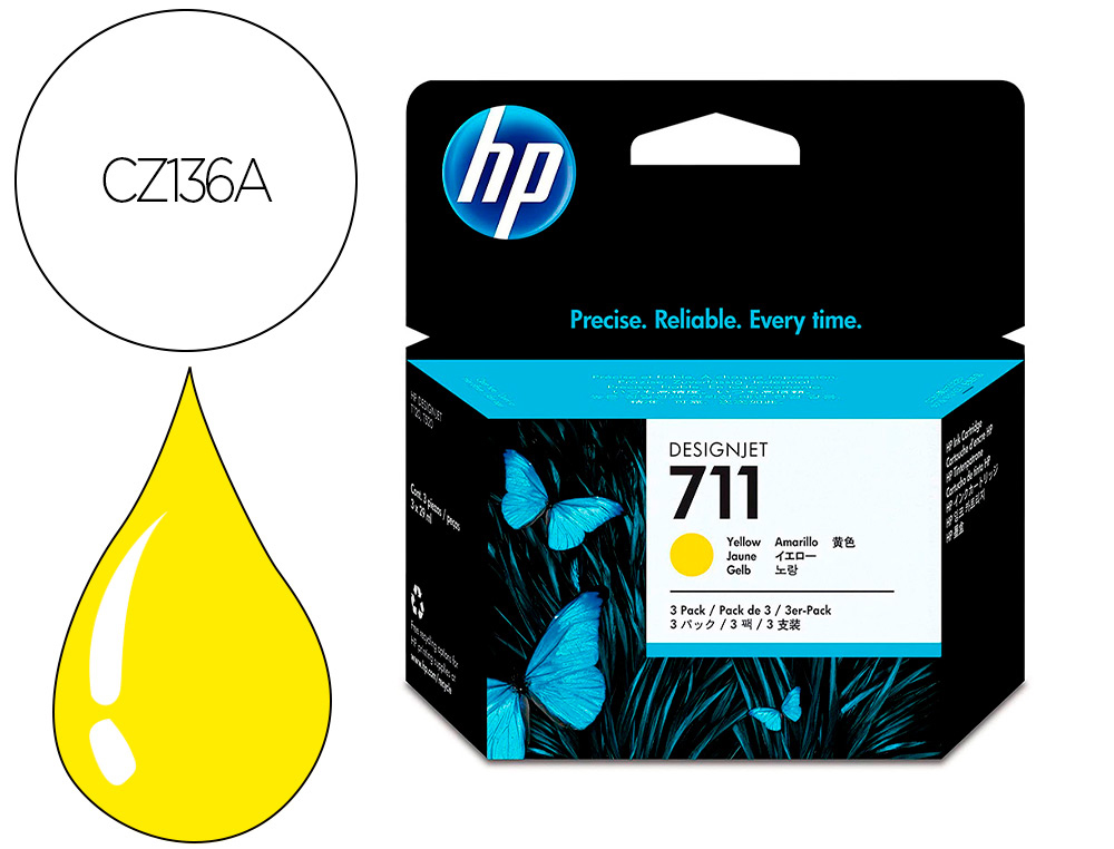 TINTEIRO HP DESIGNJET T120/T520 AMARELO N 711 PACK 3/1000 PAGINAS