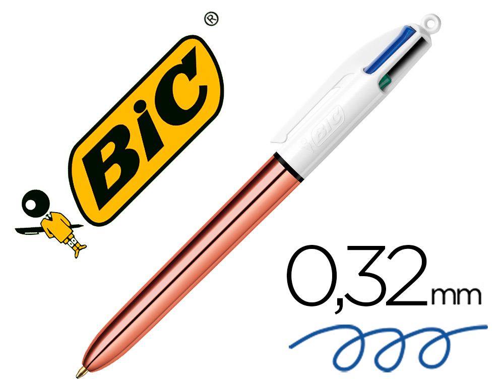ESFEROGRAFICA BIC QUATRO CORES SHINE OURO ROSA PONTA DE 1 MM