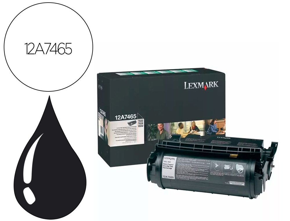 TONER LEXMARK LASER T632 / T634 / X630 / X632 12A7465 PRETO ALTA CAPACIDADE 32000 PAGINAS