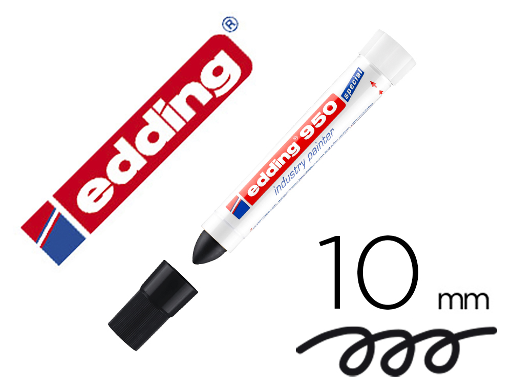 MARCADOR PERMANENTE EDDING 950 PASTA OPACA PRETA PONTA REDONDA 10 MM PARA SUPERFCIES ENFERRUJADAS/RUGOSAS