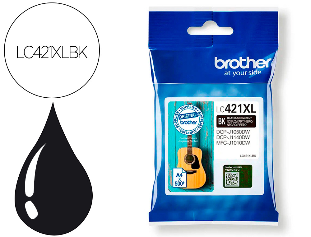 TINTEIRO BROTHER LC421XLBK DCP-J1050DW / DCP-J1140DW / MFC-J10 PRETO 500 PAGINAS