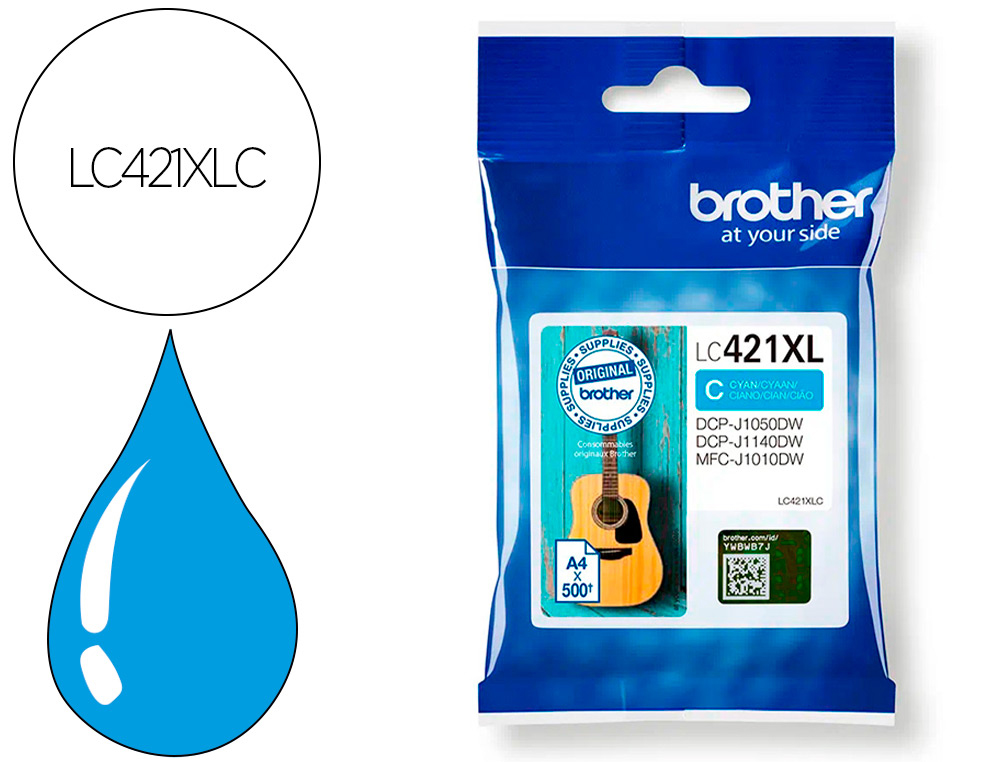 TINTEIRO BROTHER LC421XLC DCP-J1050DW / DCP-J1140DW / MFC-J10 CIAN 500 PAGINAS