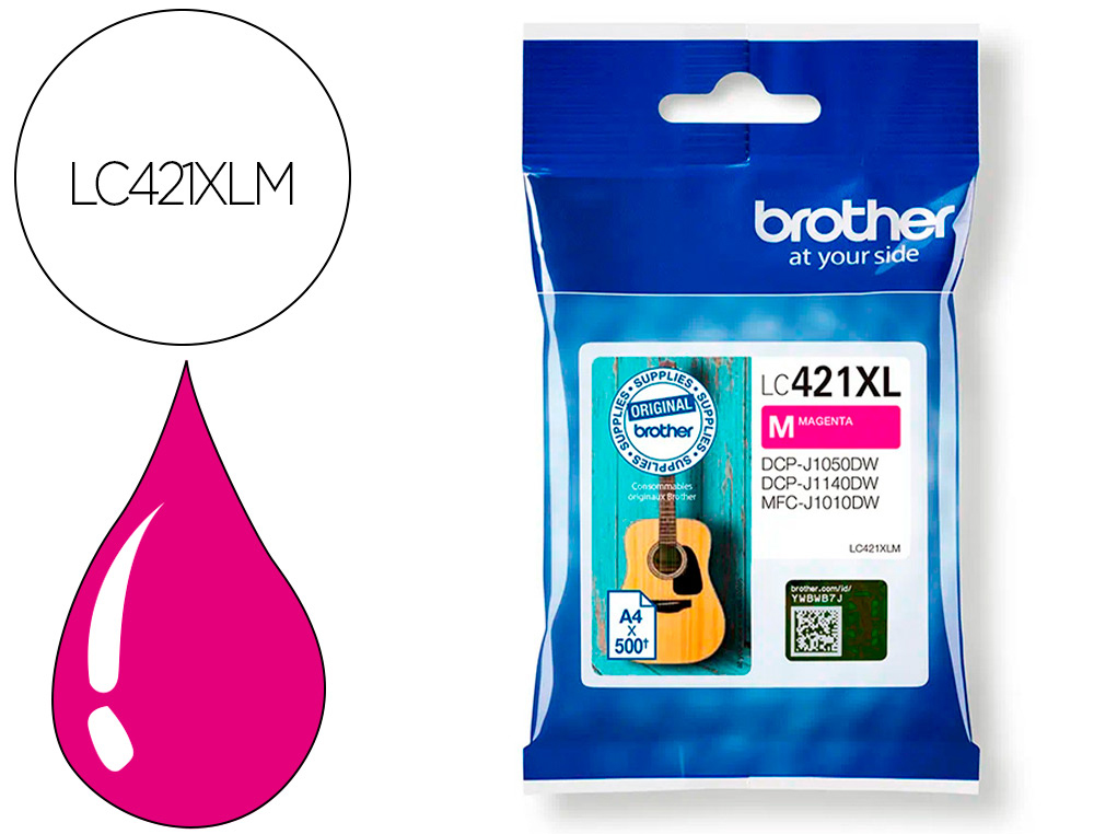 TINTEIRO BROTHER LC421XLM DCP-J1050DW / DCP-J1140DW / MFC-J10 MAGENTA 500 PAGINAS