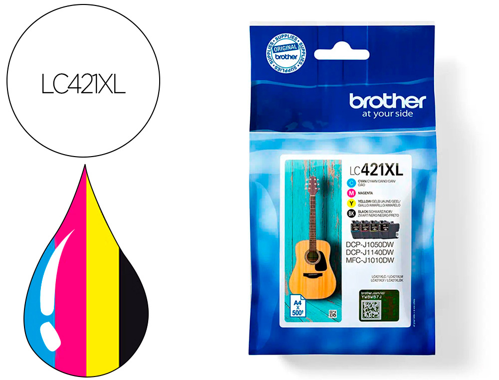 TINTEIRO BROTHER LC421XLVAL DCP-J1050DW / DCP-J1140DW / MFC-J10 PACK 4 CORES 500 PAGINAS