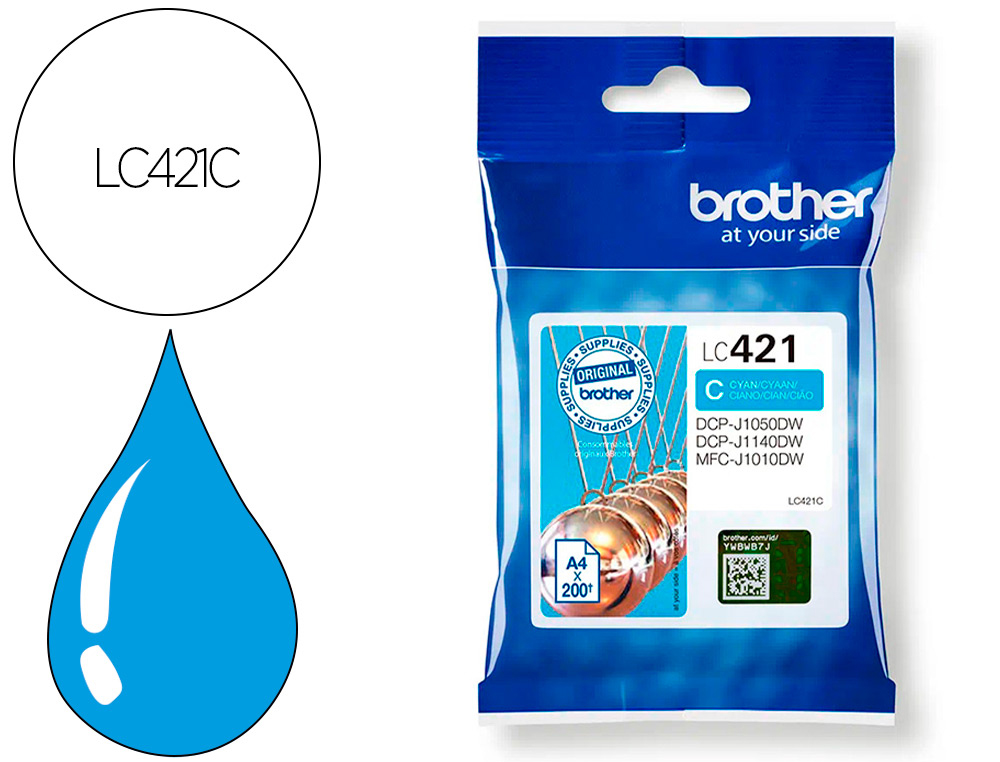 TINTEIRO BROTHER LC421C DCP-J1050DW / DCP-J1140DW / MFC-J10 CIAN 200 PAGINAS