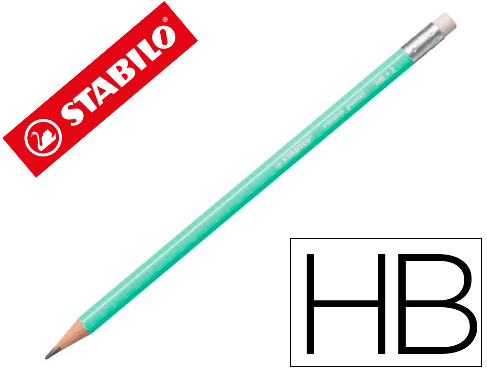 LAPIS DE GRAFITE STABILO SWANO COM BORRACHA MINA 2,2 MM DUREZA HB VERDE PASTEL