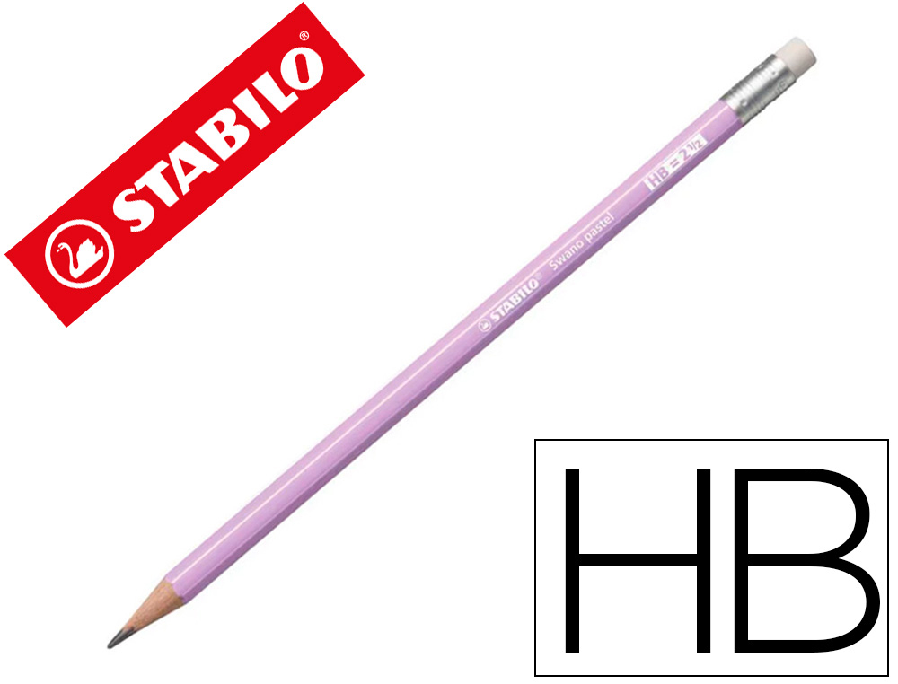 LAPIS DE GRAFITE STABILO SWANO COM BORRACHA MINA 2,2 MM DUREZA HB LILAS PASTEL