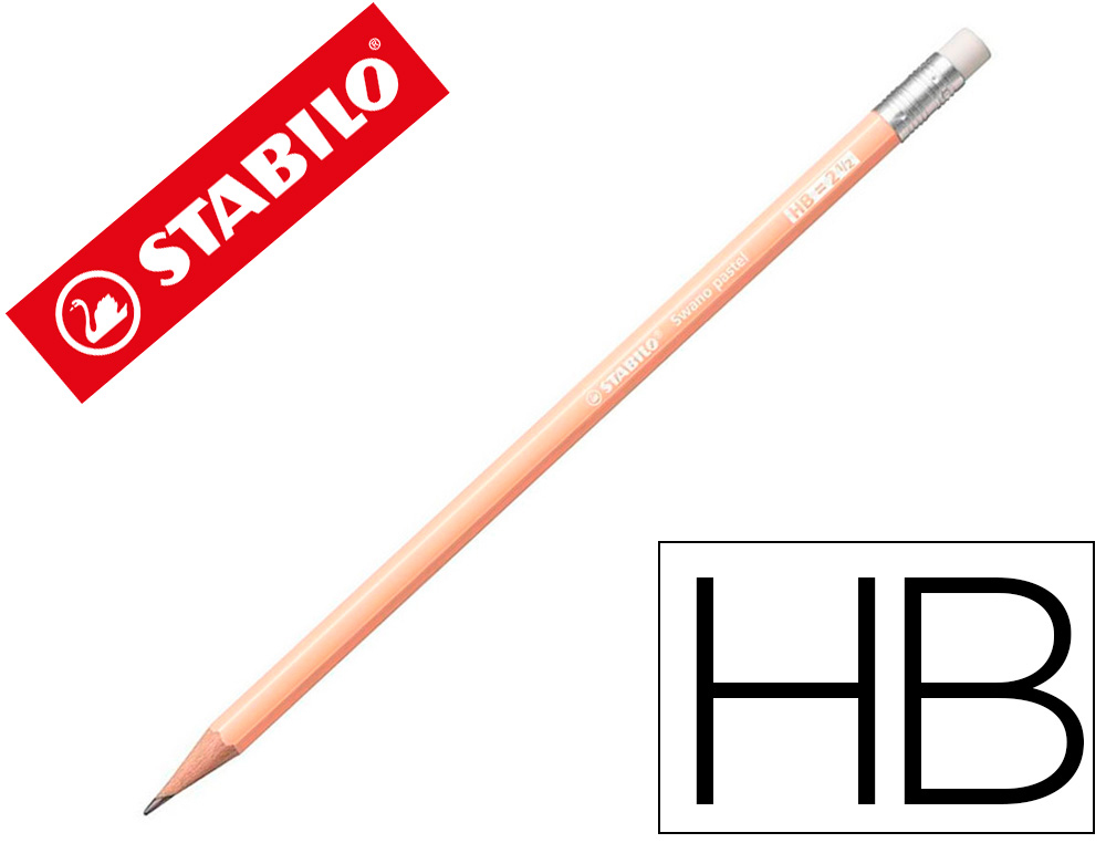LAPIS DE GRAFITE STABILO SWANO COM BORRACHA MINA 2,2 MM DUREZA HB PESSEGO PASTEL