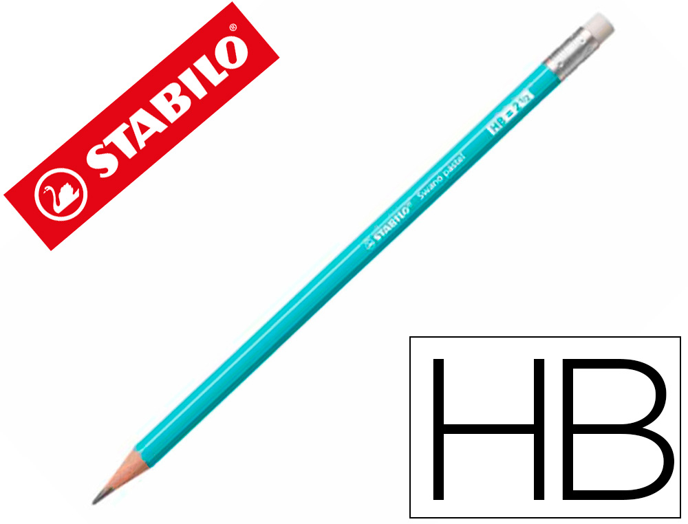 LAPIS DE GRAFITE STABILO SWANO COM BORRACHA MINA 2,2 MM DUREZA HB AZUL PASTEL