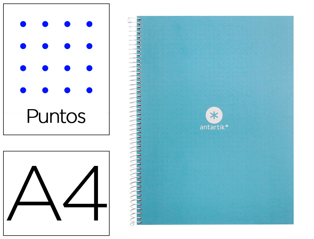 CADERNO ESPIRAL A4 MICRO ANTARTIK CAPA FORRADA 80F 90 GR PONTILHADO 1 BANDA 4 FUROS COR CELESTE