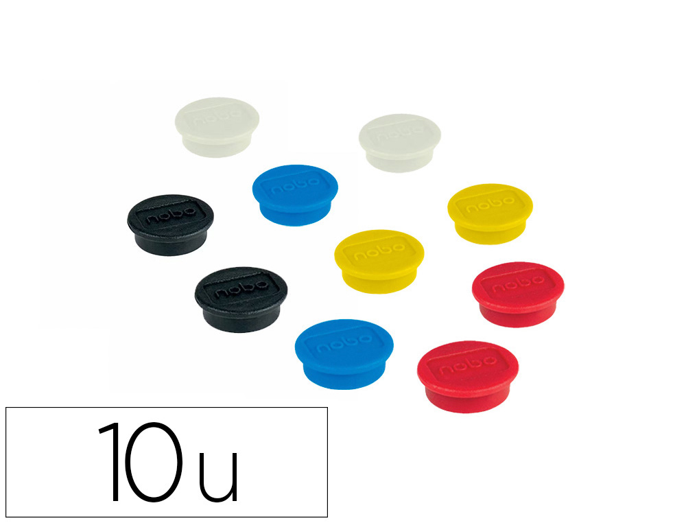 IMAN DE SINALIZACAO NOBO 13 MM DIAMETRO CAIXA DE 10 UNIDADES CORES SORTIDAS