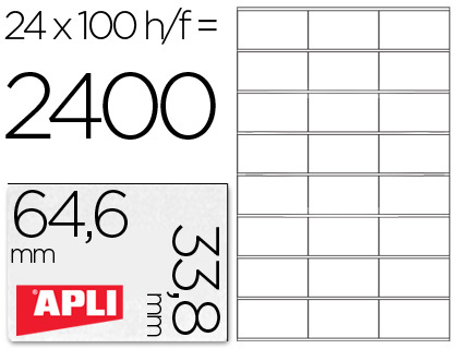 ETIQUETAS ADESIVAS APLI DIN A4 64,6 X 33,8 MM
