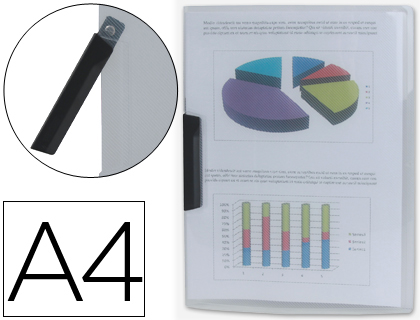 BOLSA DOSSIER LIDERPAPEL COM CLIP LATERAL DIN A4 CRISTAL 30 FOLHAS