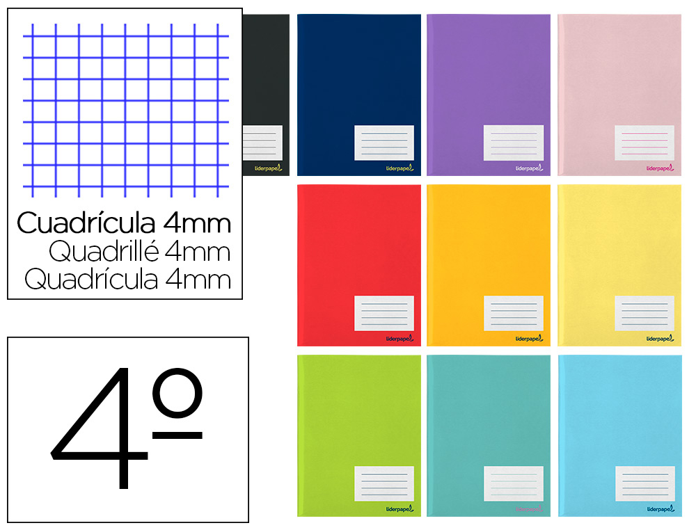 CADERNO ESCOLAR LIDERPAPEL 32 FOLHAS DIN A5 QUADRICULA 4 MM