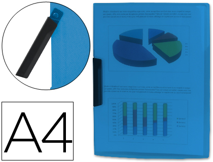 BOLSA DOSSIER LIDERPAPEL COM CLIP LATERAL DIN A4 AZUL 30 FOLHAS
