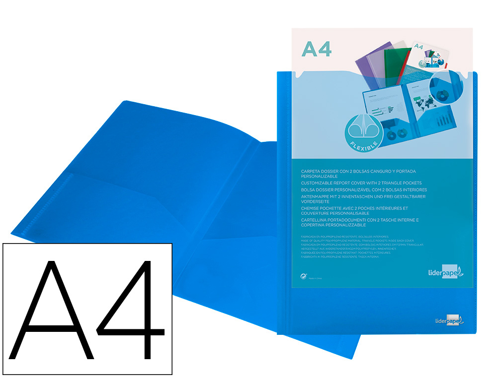 BOLSA DOSSIER LIDERPAPEL COM DUPLA BOLSA DIN A4 AZUL