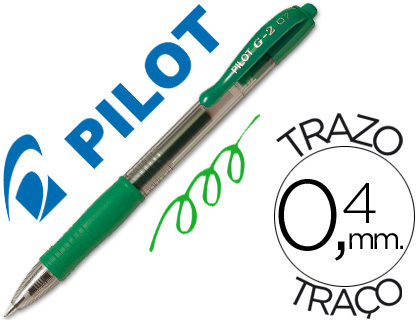 ESFEROGRAFICA PILOT G-2 VERDE TINTA GEL RETRATIL PEGA DE BORRACHA