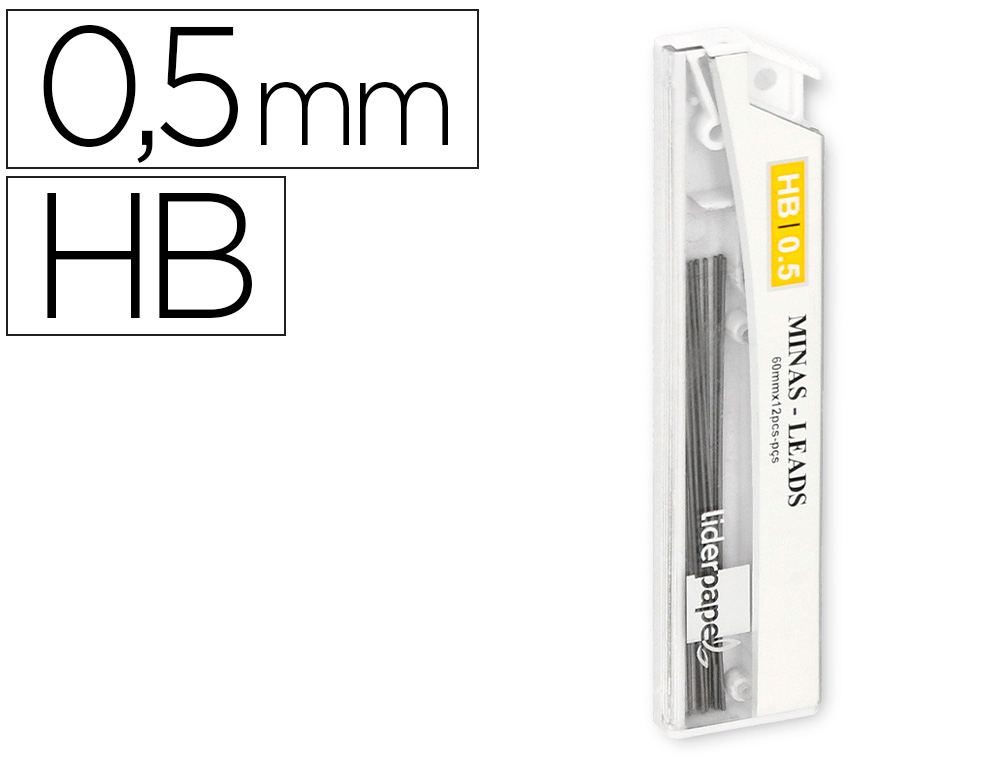 MINAS LIDERPAPEL GRAFITE 0,5 MM HB TUBO DE 12 MINAS