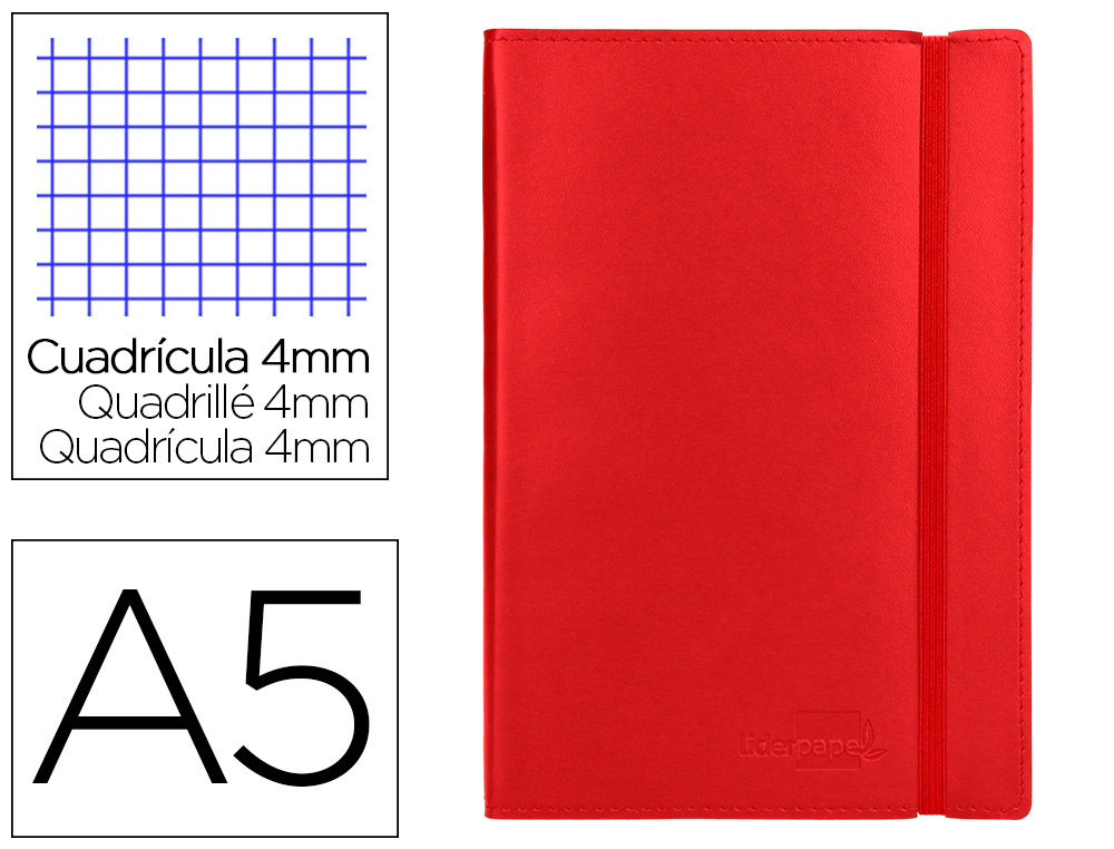 LIVRO APONTAMENTOS LIDERPAPEL QUADRICULADO DIN A5 VERMELHO