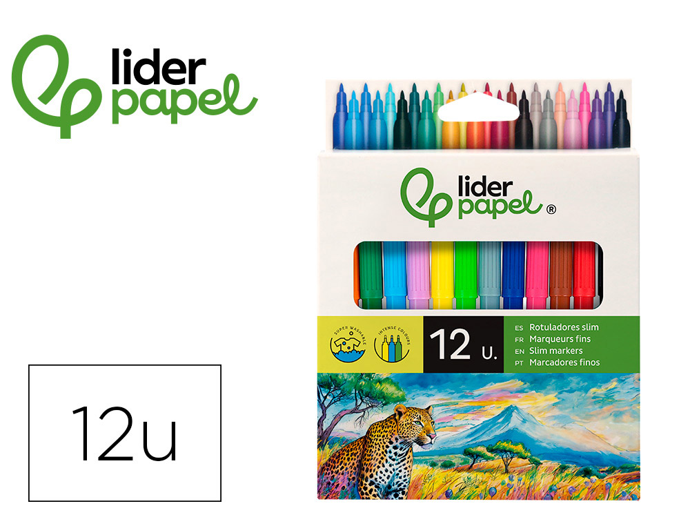 MARCADOR LIDERPAPEL FELTRO SLIM CAIXA 12 CORES