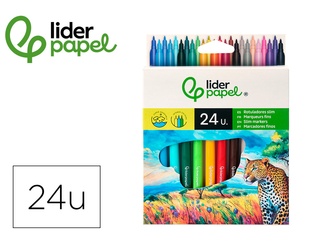 MARCADOR LIDERPAPEL FELTRO SLIM CAIXA 24 CORES
