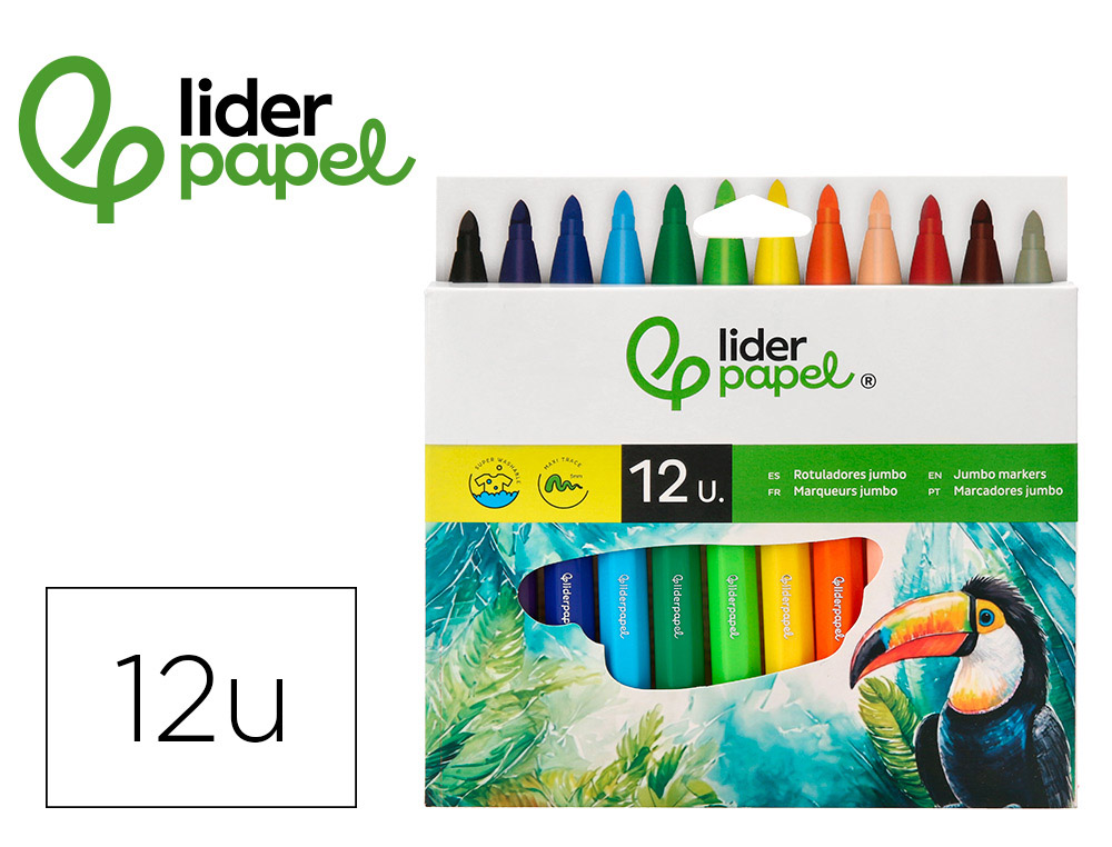 MARCADOR LIDERPAPEL FELTRO JUMBO CAIXA 12 CORES