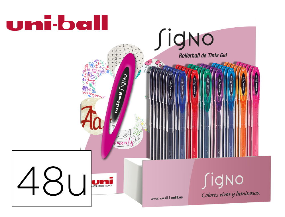 ROLLER UNI BALL UM-120 SIGNO 0,7 MM TINTA GEL EXPOSITOR DE 48 UNIDADES EM 8 CORES BASICAS