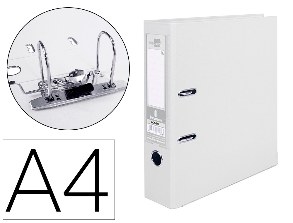 PASTA DE ARQUIVO DE ALAVANCA LIDERPAPEL DOCUMENTA PVC DIN A4 LOMBADA 75 MM BRANCO