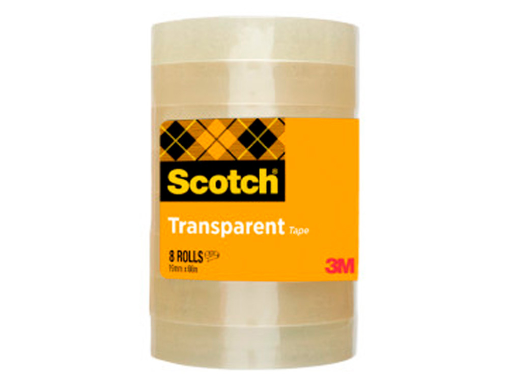 FITA ADESIVA SCOTCH TRANSPARENTE 19MMX66 MT PACK DE 8