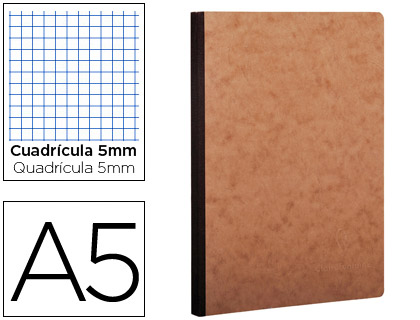 CADERNO CLAIREFONTAINE CAPA CARTOLINA DIN A5 QUADRICULADO 5 MM 96 FOLHAS COR KRAFT