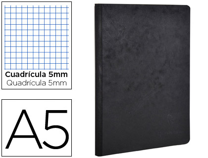 CADERNO CLAIREFONTAINE CAPA CARTOLINA DIN A5 QUADRICULADO 5 MM 96 FOLHAS COR PRETO