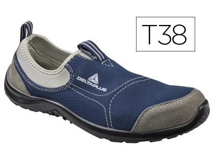 SAPATOS DE SEGURANCA DELTAPLUS DE POLIESTER E ALGODAO COM PALMILHA E PONTEIRA DE ACO COR AZUL MARINHO TAMANHO 38