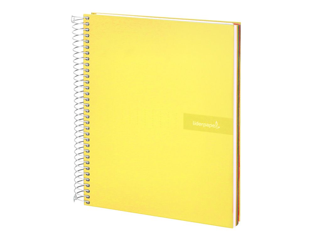 CADERNO ESPIRAL LIDERPAPEL CRAFTY MICRO DIN A4 CAPA FORRADA 120 F 90 GR QUADRICULA 5MM 5 BANDAS DE CORES 4 FUROS COR AMA