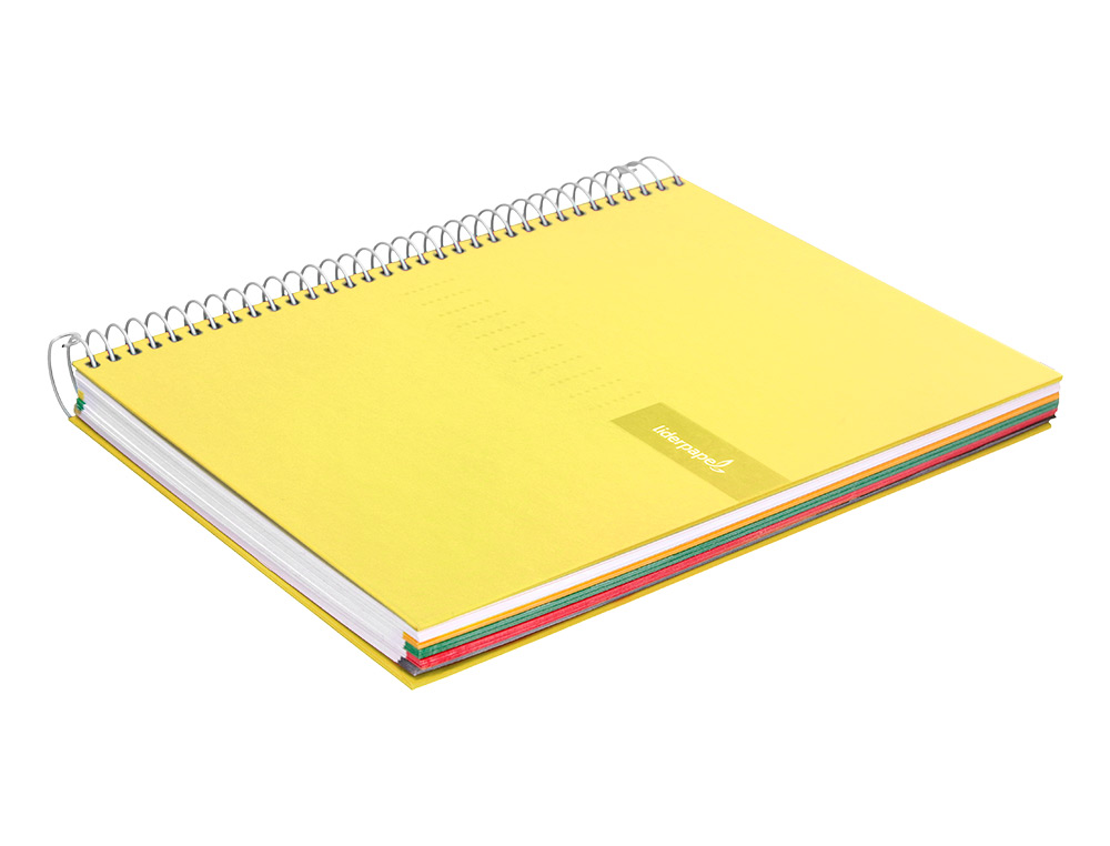CADERNO ESPIRAL LIDERPAPEL CRAFTY MICRO DIN A4 CAPA FORRADA 120 F 90 GR QUADRICULA 5MM 5 BANDAS DE CORES 4 FUROS COR AMA