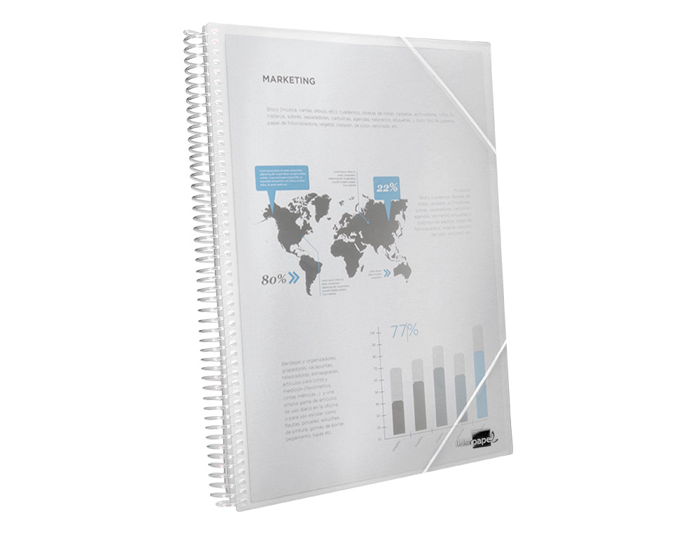 CAPA CATALOGO LIDERPAPEL COM ESPIRAL 10 BOLSAS POLIPROPILENO DIN A4 TRANSPARENTE