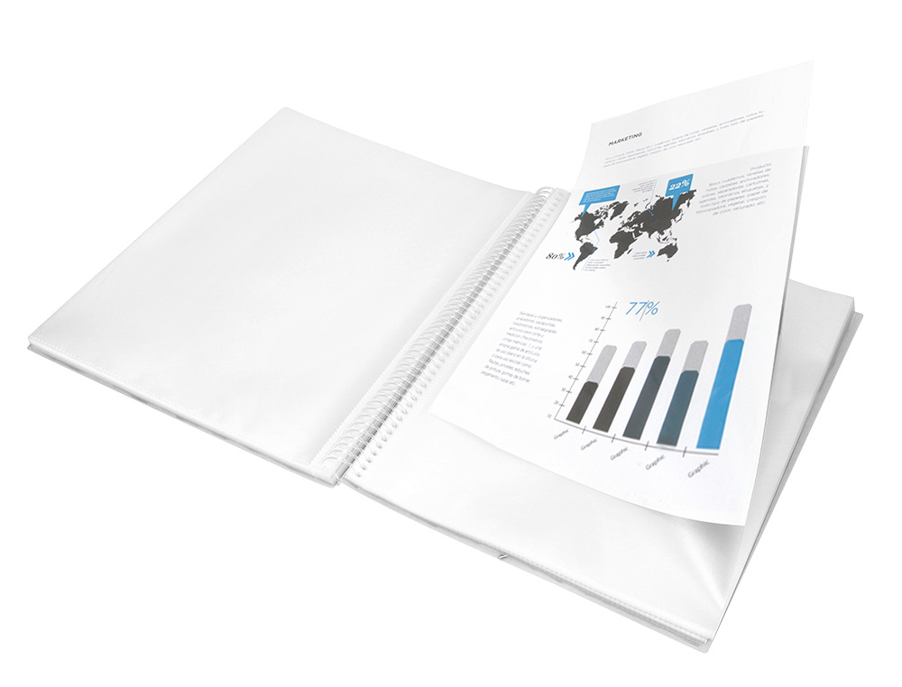 CAPA CATALOGO LIDERPAPEL COM ESPIRAL 10 BOLSAS POLIPROPILENO DIN A4 TRANSPARENTE