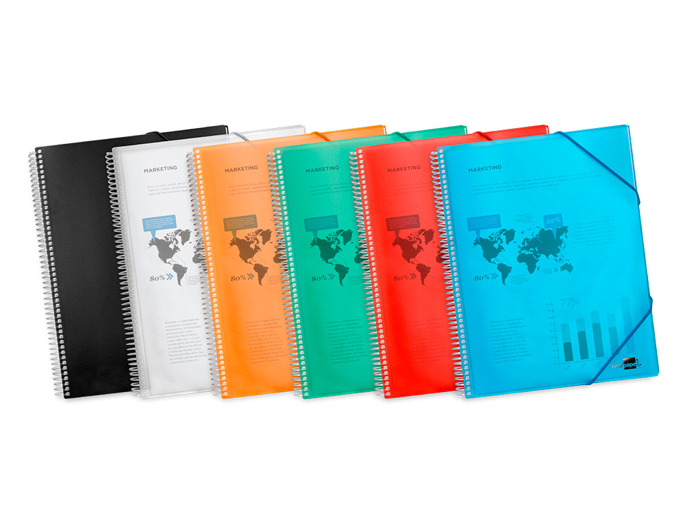 CAPA CATALOGO LIDERPAPEL COM ESPIRAL 10 BOLSAS POLIPROPILENO DIN A4 TRANSPARENTE