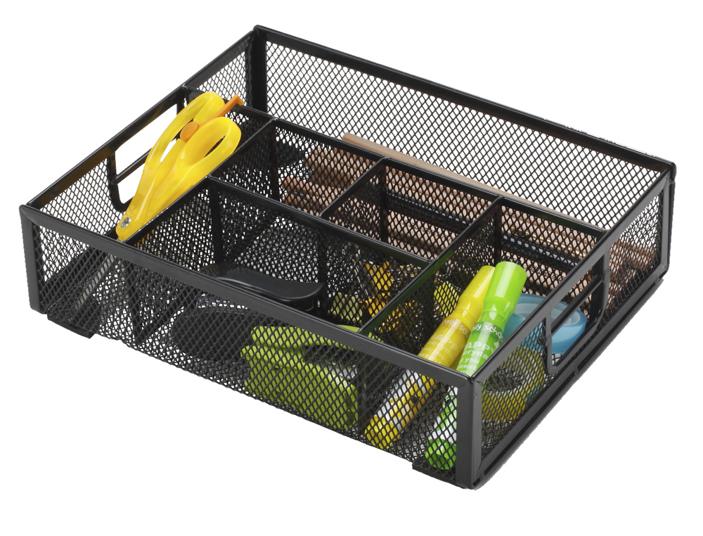 ORGANIZADOR DE SECRETARIA Q-CONNECT BANDEJA METALICA TURQUESA COM 6 DEPARTAMENTOS 235X183X65 MM