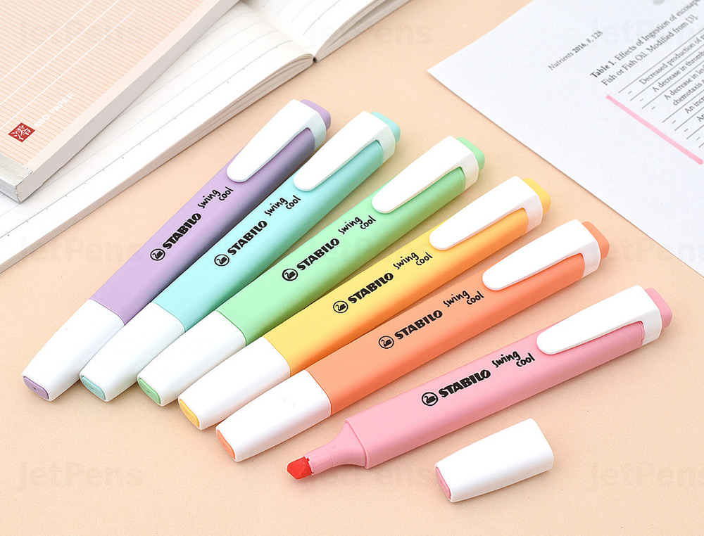 MARCADOR FLUORESCENTE STABILO SWING COOL PASTEL BOLSA DE 6 UNIDADES CORES SORTIDAS