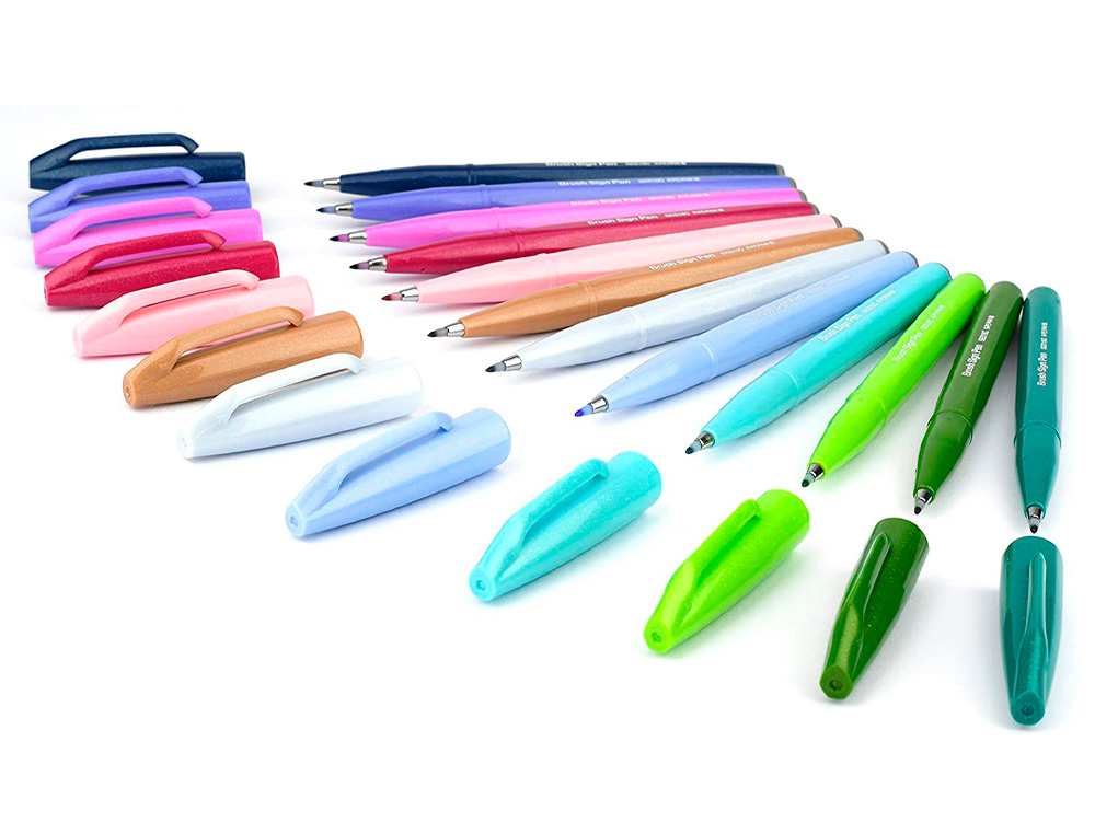 CANETA PINCEL PENTEL TOUCH PARA CALIGRAFIA COR VIOLETA AZULADO