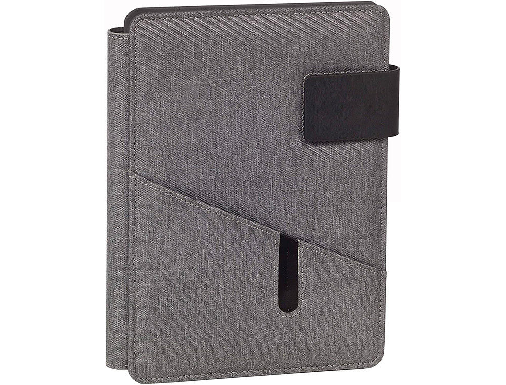 PORTA NOTAS CARCHIVO VENTURE DIN A5 COM SUPORTE PARA SMARTPHONE CADERNO COR CINZA