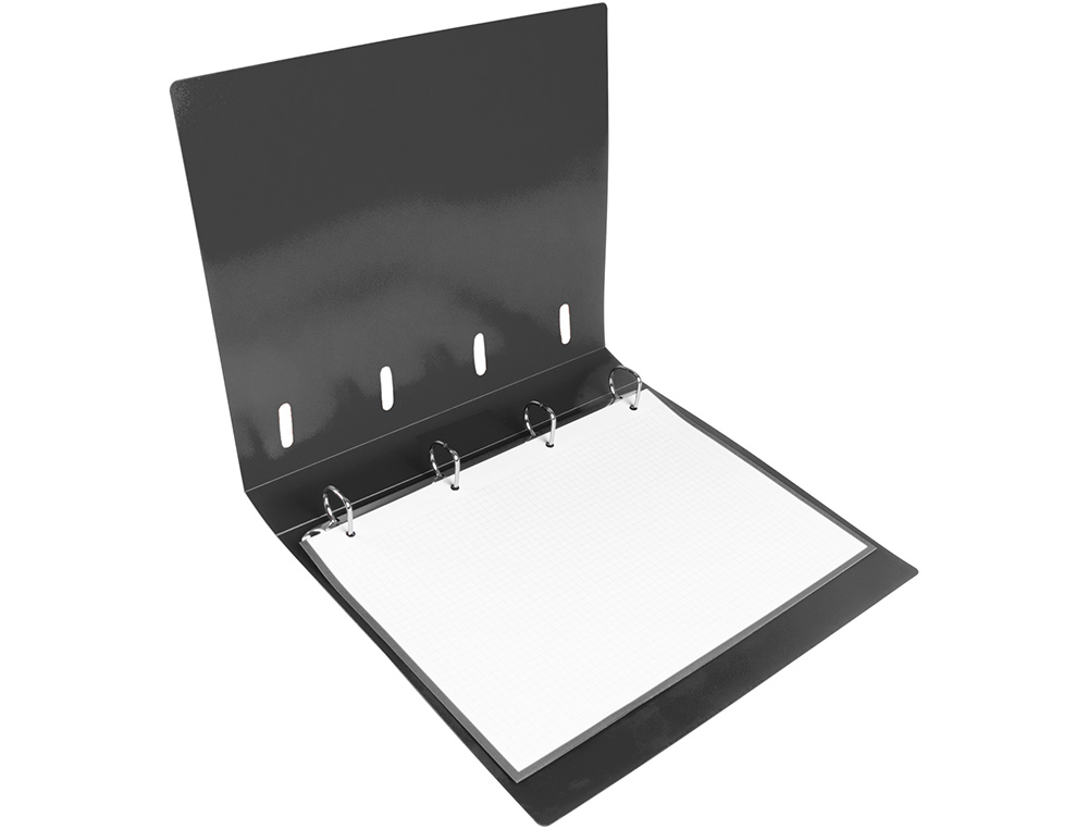 PASTA LIDERPAPEL COM RECARGA POLIPROPILENO DIN A4 4 ANEIS 40MM QUADRICULA 5MM PRETO OPACO